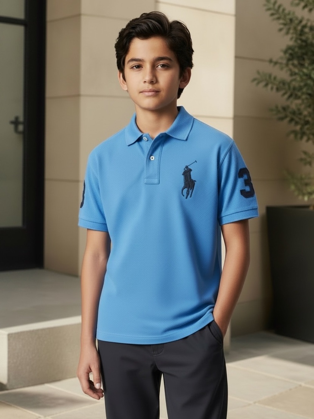 Ralph Lauren Boys Big Pony Polo in Blue.
LG 14-16 EUC